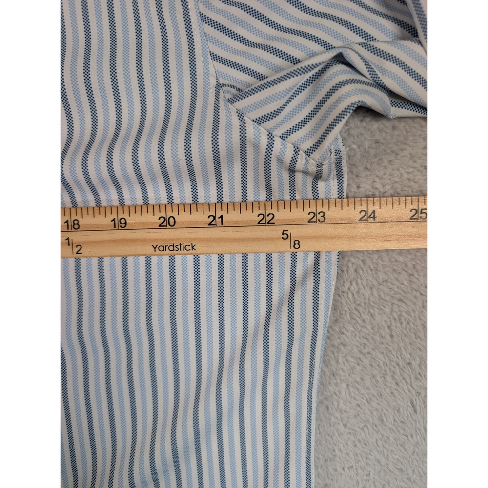 WRK Work Rest Karma Mens Regular Fit 4-Way Stretch Striped Dress Shirt Blue 16.5 - Picture 5 of 6